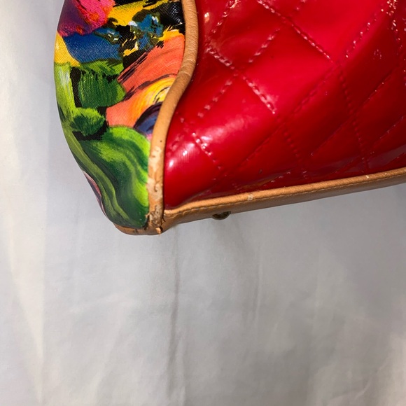 Quilted Vinyl Floral Embroidered Tote - Picture 3 of 9